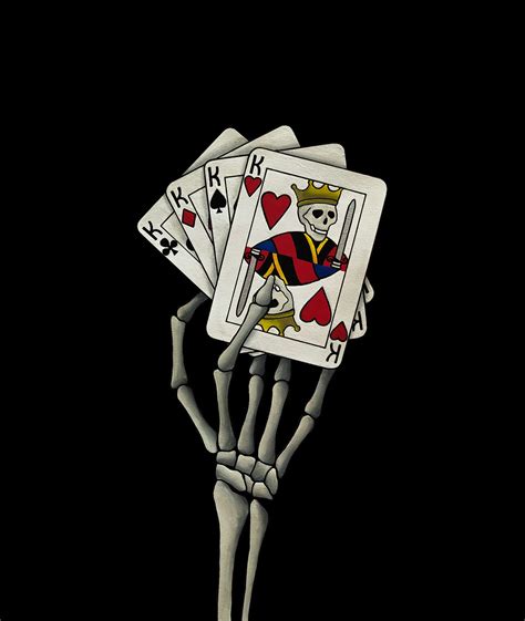 skeleton hand holding cards